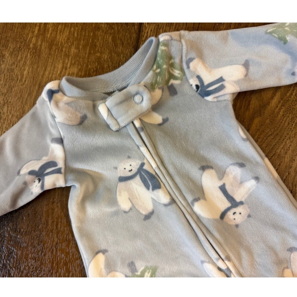 Carter's Sleep & Play Preemie Baby Fleece Sleeper Outfit Zipper Blue Polar Bear